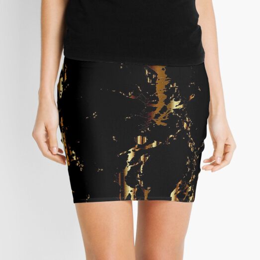 Black and Gold Marble Pattern Design Mini Skirt