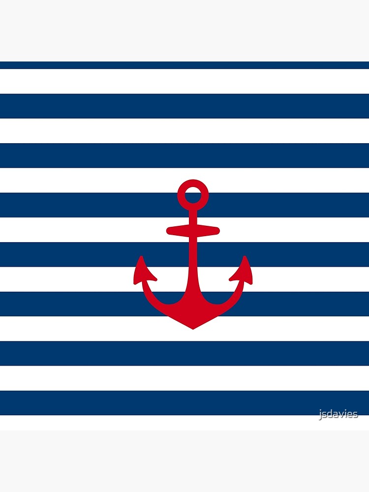 Thumbnail 4 von 4, Kissen, Roter Anker auf marineblauen Streifen designt und verkauft von MilitaryCandA.