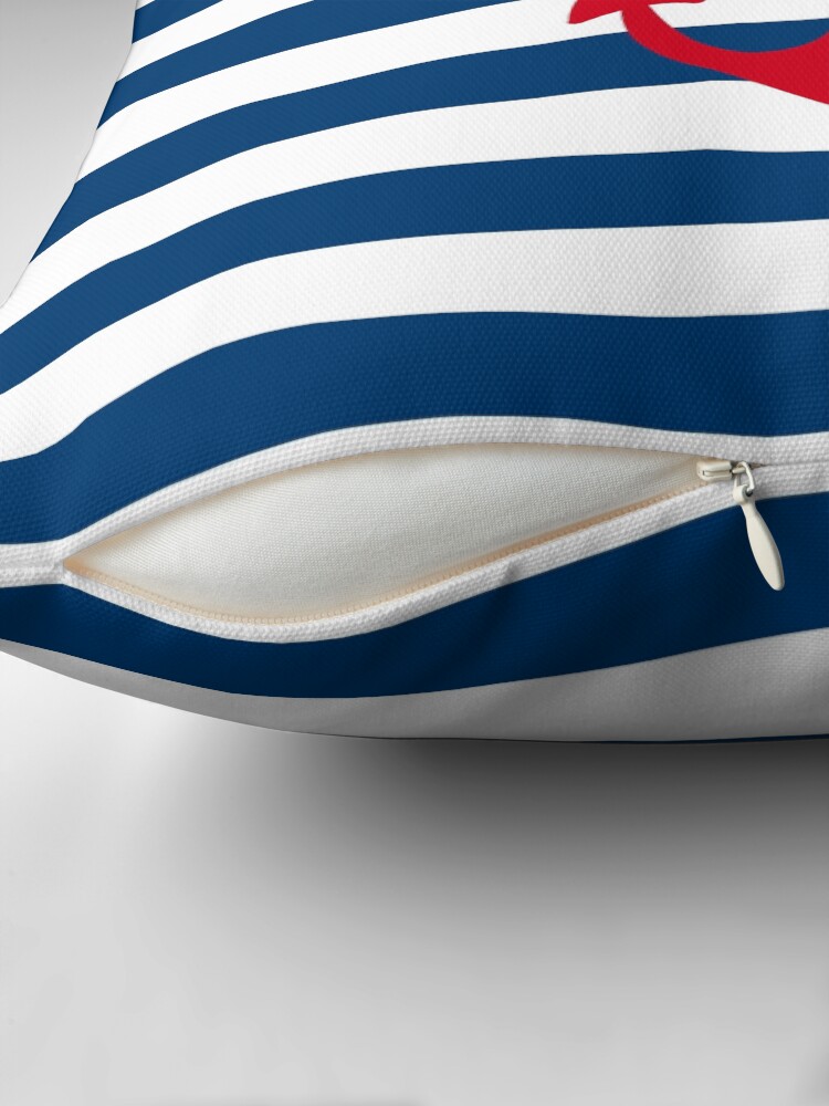 Thumbnail 2 von 4, Kissen, Roter Anker auf marineblauen Streifen designt und verkauft von MilitaryCandA.
