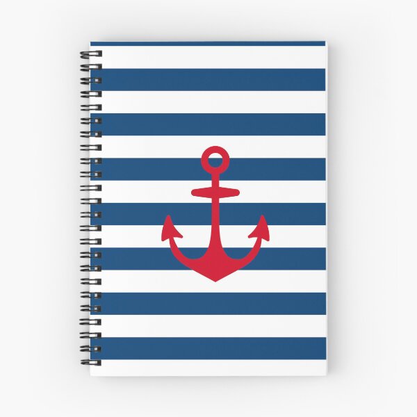 Item preview, Red Anchor on Navy Blue Stripes designed and sold by Jared Davies.