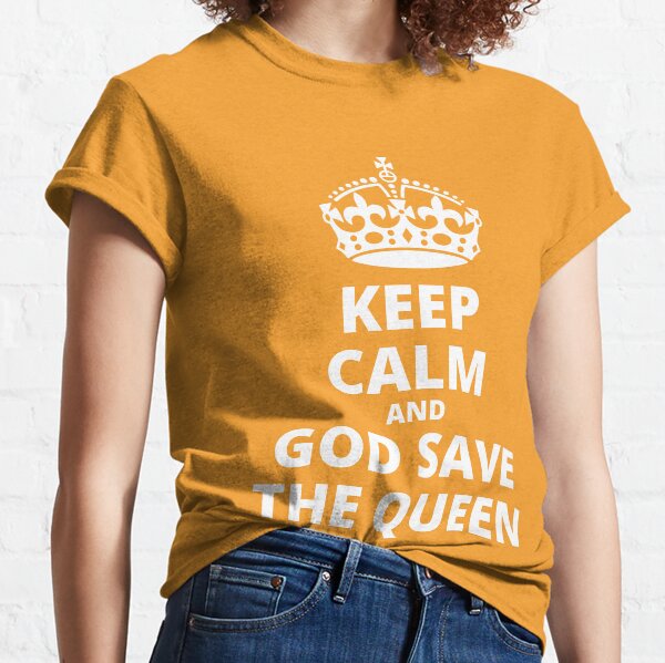 Queen's Platinum Jubilee, 1952-2022, Keep Calm and God Save the Queen, White on Orange Classic T-Shirt