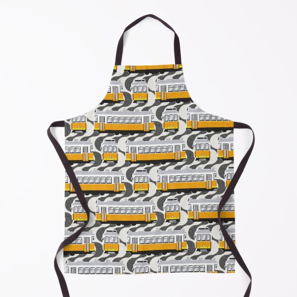Item preview, Lisbon trams // Portuguese Rossio cobblestone inspiration background lemon lime and marigold transport designed and sold by SelmaCardoso.