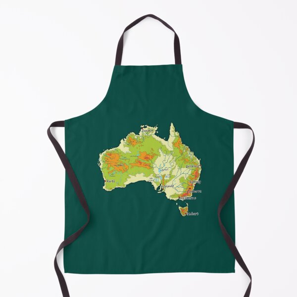 Item preview, Australia physical map topographic map of Australia lakes rivers, coast, Capitals and Major cities   designed and sold by MelbyMakes.