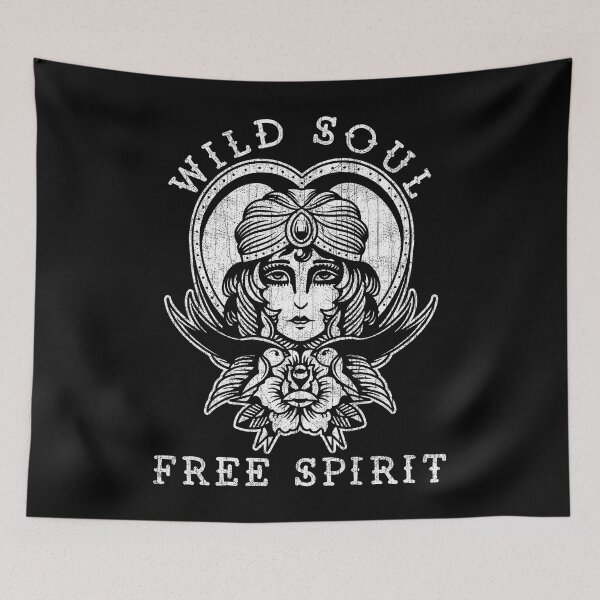 Item preview, Wild Soul, Free Spirit, Old School Romany, Gypsy Girl, Songbirds Tattoo Design designed and sold by Proverbial Wisdom Design.