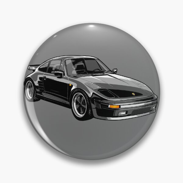 Artikelvorschau, Artwork 911 (930) Turbo „Plattnase“ – Mitternachtsschwarz – ikonische Illustration entworfen und verkauft von SketchNinja.