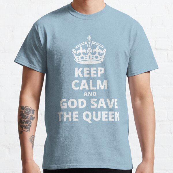 Queen's Platinum Jubilee, 1952-2022, Keep Calm and God Save the Queen, White on Blue Classic T-Shirt