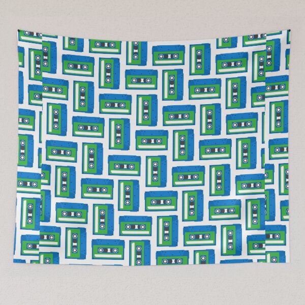 Item preview, Cassette Tape Pattern - Blue & Green designed and sold by tapeisdamessage.