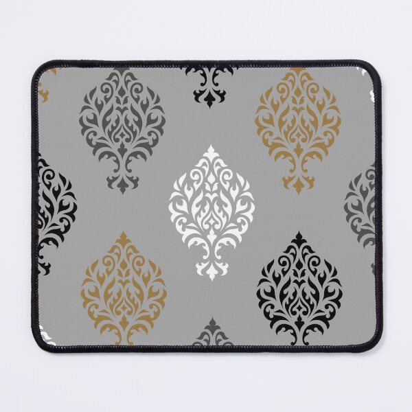 Item preview, Orna Damask Pattern BW Grays Gold designed and sold by NataliePaskell.