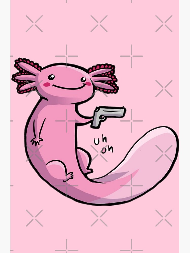 Cute Axolotl With Gun Art Print For Sale By Nourhann Redbubble