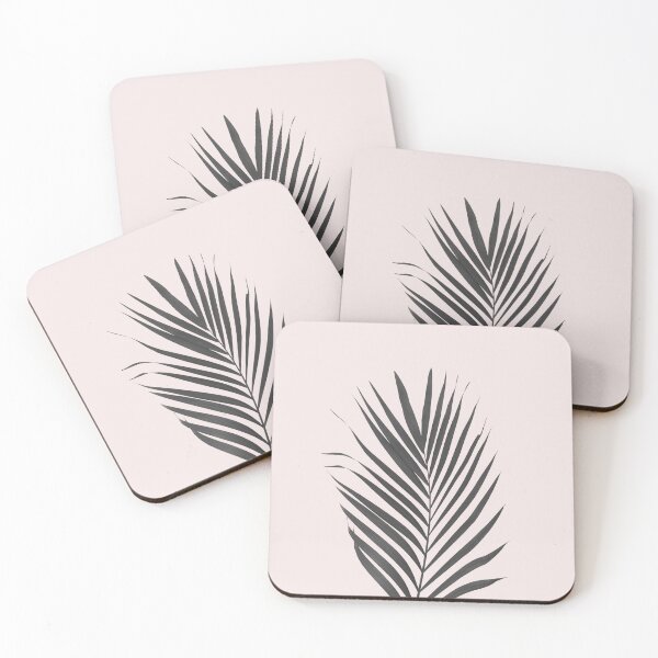 Item preview, Black Beige Light Pink Palm Leaf Silhouette Tropical Boho  designed and sold by Tropical Arts.