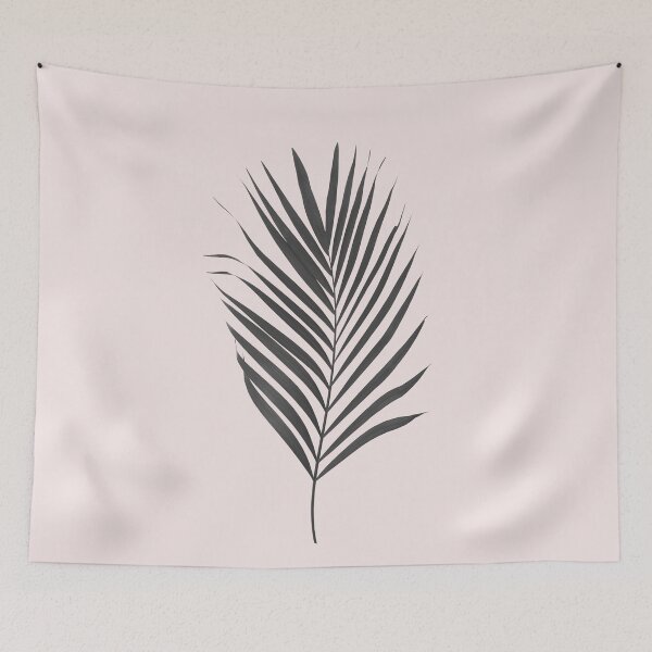 Item preview, Black Beige Light Pink Palm Leaf Silhouette Tropical Boho  designed and sold by Tropical Arts.