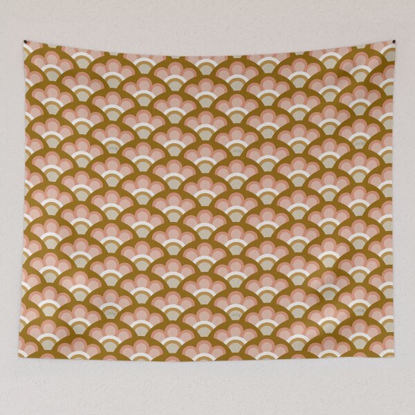 Item preview, Flower Power Seigaiha Wave – Caramel & Blush designed and sold by Cat Coquillette.