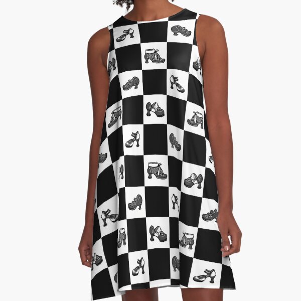 Fluevog BW Checker Pattern A-Line Dress