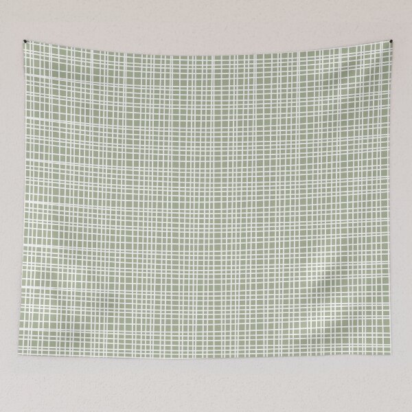 Item preview, Fine Weave Retro Mid Century Modern Minimalist Woven Line Pattern Sage Green and White designed and sold by kierkegaard.