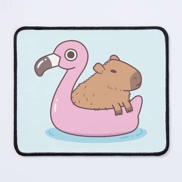 Item preview, Cute Capybara Chillin On Flamingo Pool Float designed and sold by rustydoodle.