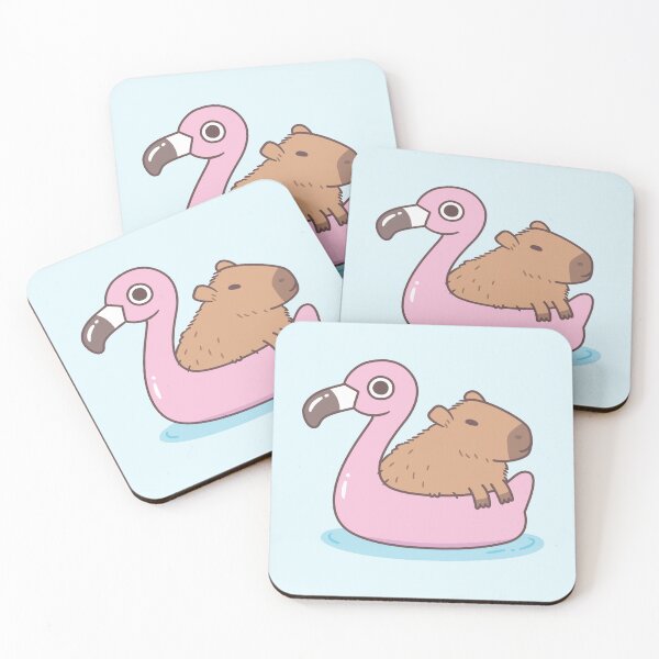 Item preview, Cute Capybara Chillin On Flamingo Pool Float designed and sold by rustydoodle.