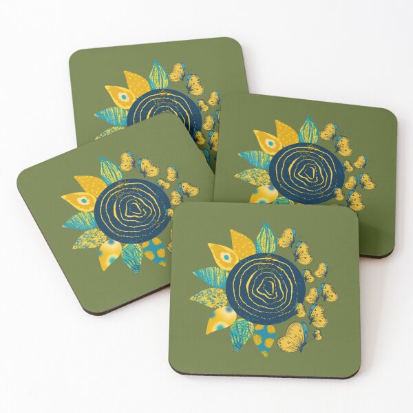 Item preview, Watercolor Sunflowers with butterflies Pattern designed and sold by M-Infinite.