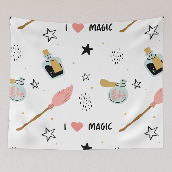 Item preview, I Love Magic Pattern designed and sold by witchlingart.