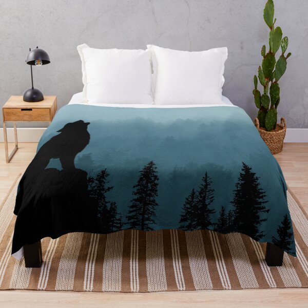 Item preview, Foggy Mountain Morning Wolf Howl Square designed and sold by MMwolfdogden.
