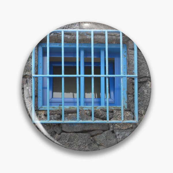Item preview, Blue toilet window in lava brick wall designed and sold by Hilbert72.