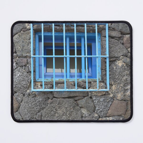 Item preview, Blue toilet window in lava brick wall designed and sold by Hilbert72.
