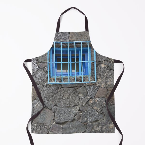 Item preview, Blue toilet window in lava brick wall designed and sold by Hilbert72.