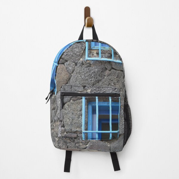 Item preview, Blue toilet window in lava brick wall designed and sold by Hilbert72.
