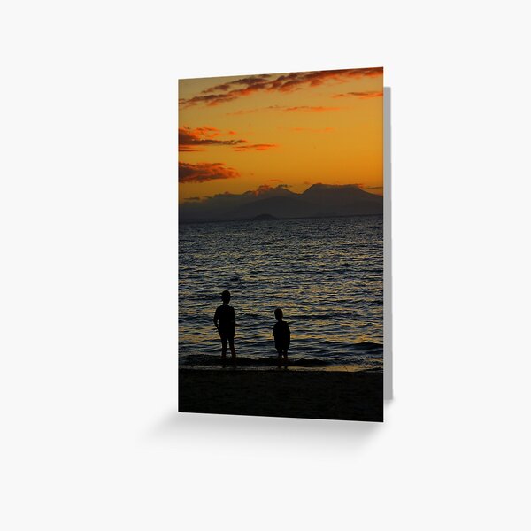 Boys in a Taupo Sunset Greeting Card