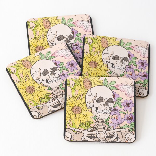 Item preview, Floral pastel skeleton in watercolour designed and sold by beaemeliaqis.