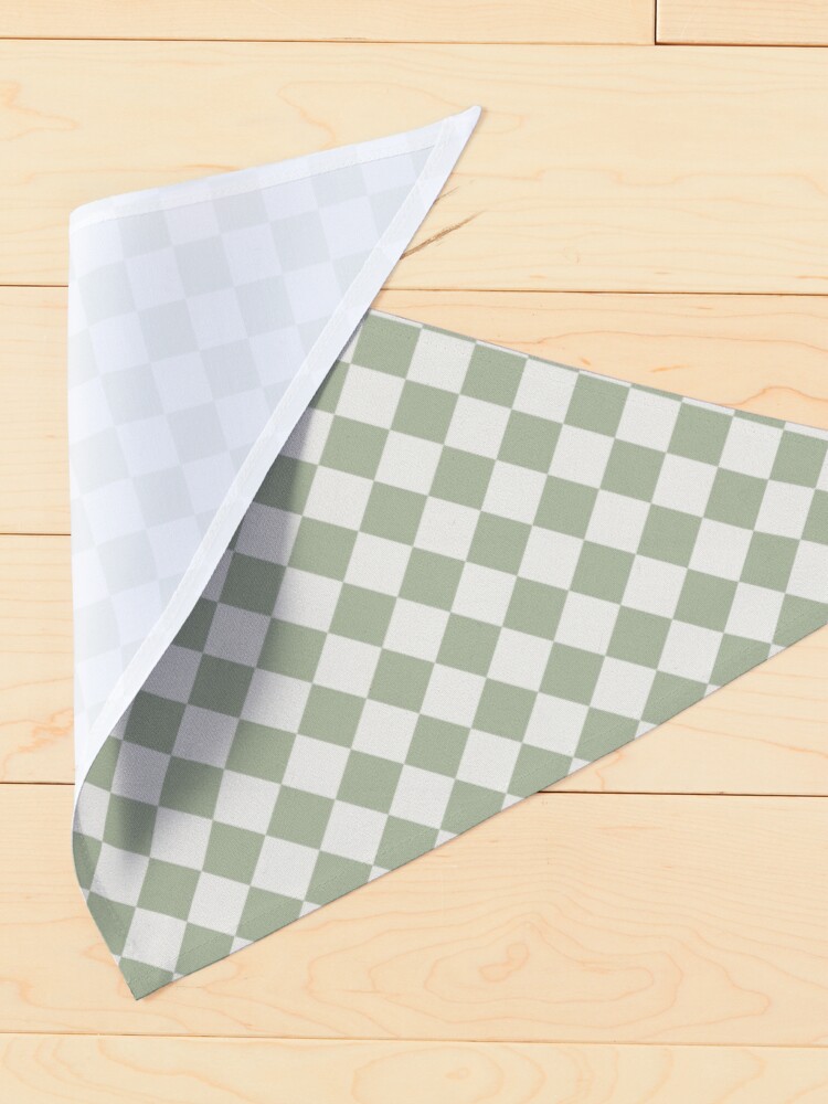 Thumbnail 4 of 6, Pet Bandana, Checkerboard Mini Check Pattern in Sage Green and Off White designed and sold by kierkegaard.