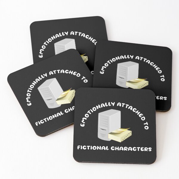 Item preview, Emotionally attached to fictional characters | Funny Reading Quote with Goofy Rounded Font and Computer and Book designed and sold by SomeDesignThing.
