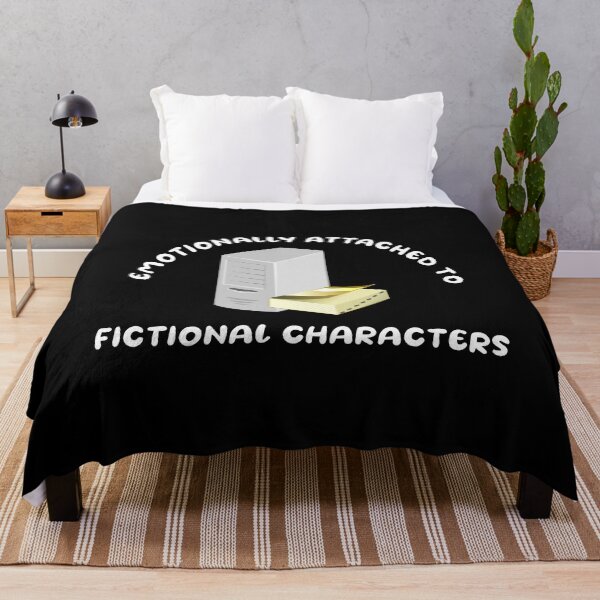 Item preview, Emotionally attached to fictional characters | Funny Reading Quote with Goofy Rounded Font and Computer and Book designed and sold by SomeDesignThing.
