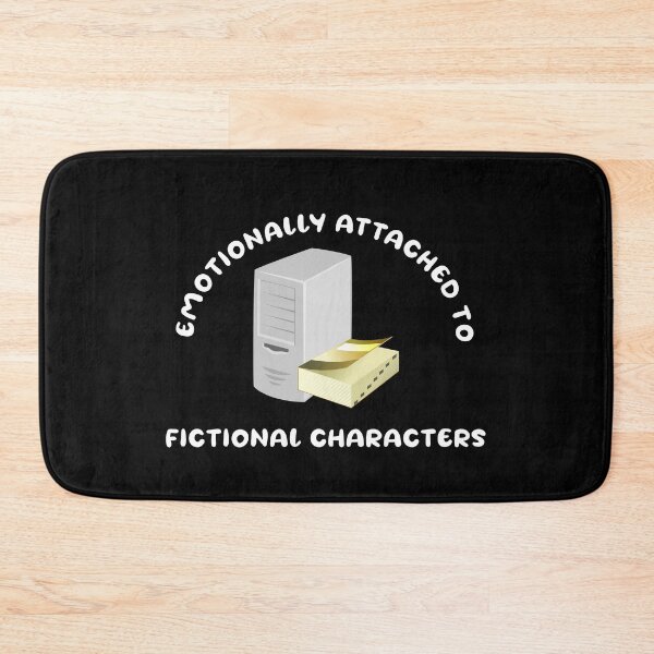 Item preview, Emotionally attached to fictional characters | Funny Reading Quote with Goofy Rounded Font and Computer and Book designed and sold by SomeDesignThing.