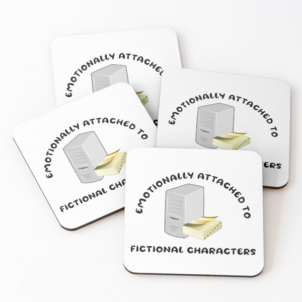 Item preview, Emotionally attached to fictional characters | Funny Reading Quote with Goofy Rounded Font and Computer and Book designed and sold by SomeDesignThing.