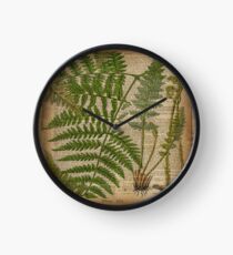 vintage foliage hipster botanical print fern leaves Clock