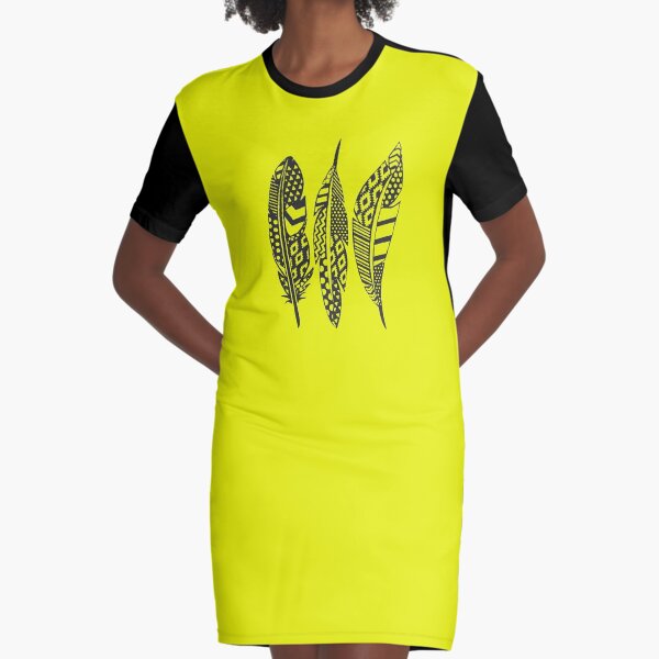 Boho Feathers Graphic T-Shirt Dress
