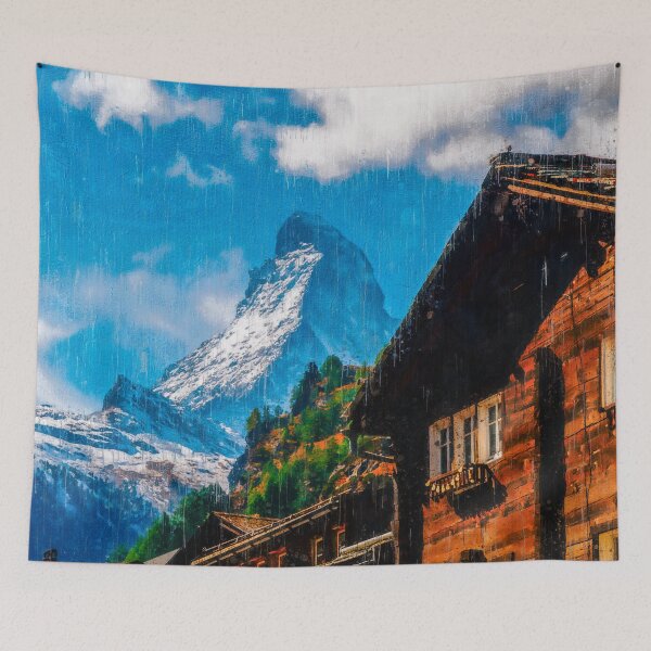Item preview, Matterhorn Mountain Switzerland Zermatt, Matterhorn Mountain Swiss Alps, Zermatt Townn Matterhorn Oil Paint, Switzerland Highest Peak designed and sold by Paintcorner.