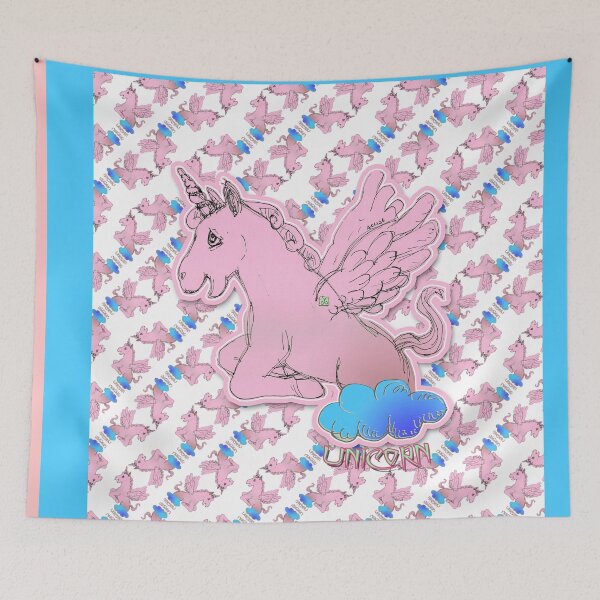 Item preview, Lila Unicorn Horse Popping Up From A Cloud (Original Drawing by ACCI) designed and sold by VanyssaGraphics.