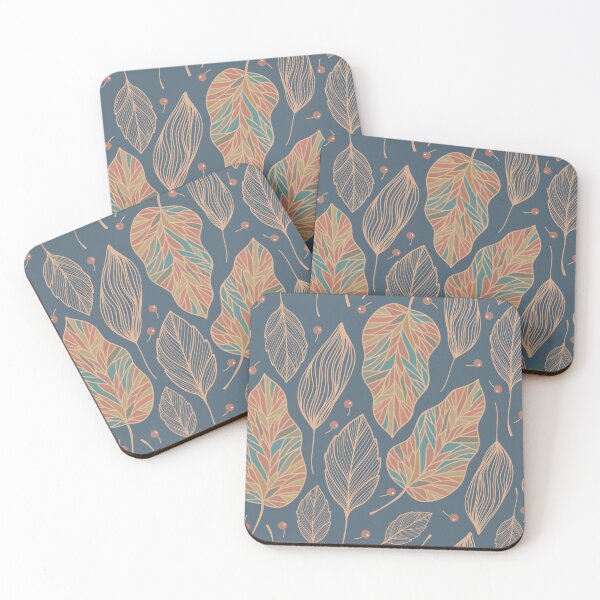 Item preview, Vintage pattern with different leaves, burdock and berries on blue background designed and sold by hmorena.