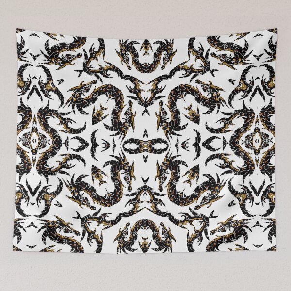 Item preview, Gold And Black Metallic Mythical Dragon Chinoiserie  designed and sold by DesignLust.