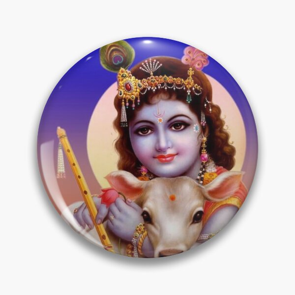 Item preview, Lord Krishna with Cow Hindu God Playing Flute Sacral Religion designed and sold by tanabe.