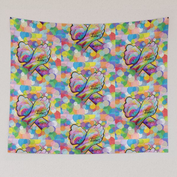 Item preview, ASL Love on a Bright Bubble Background designed and sold by EloiseArt.