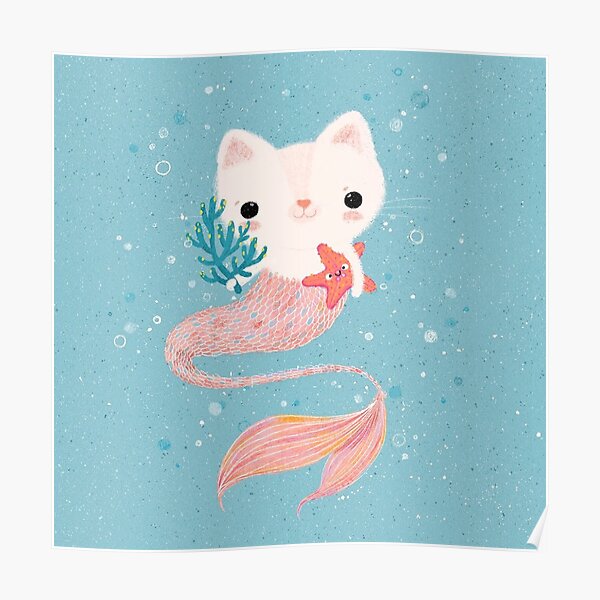"Cute Cat Mermaid" Poster for Sale by TheCoolGuys Redbubble