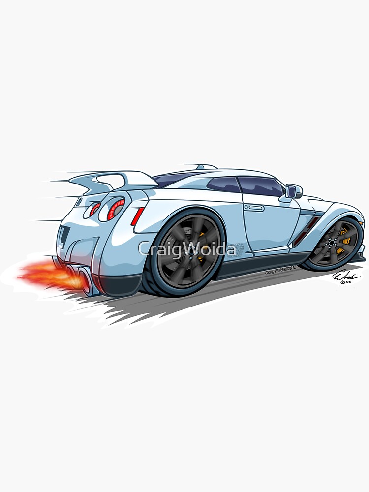 Thumbnail 3 of 3, Sticker, FineTooned GTR designed and sold by CraigWoida.