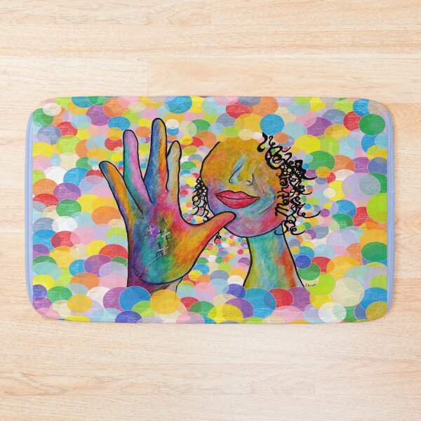 Item preview, ASL Painting of the Sign MOTHER on Bright Bubble Background designed and sold by EloiseArt.