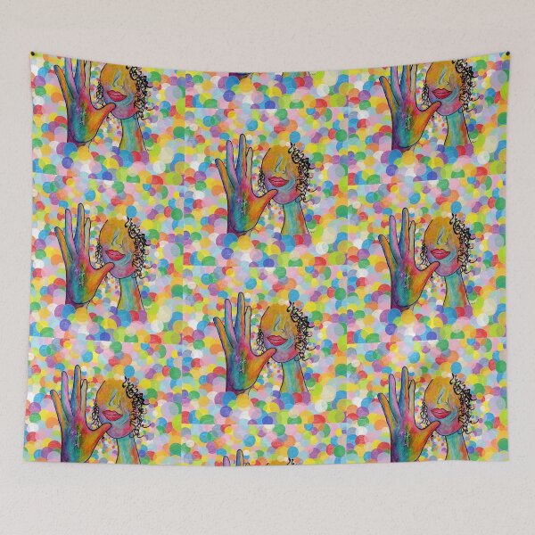 Item preview, ASL Painting of the Sign MOTHER on Bright Bubble Background designed and sold by EloiseArt.