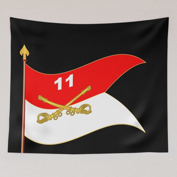 Aperçu de l'œuvre Armée - 11e Régiment de Cavalerie Blindée Guidon avec bâton en agitant créée et vendue par Military Insignia Products.