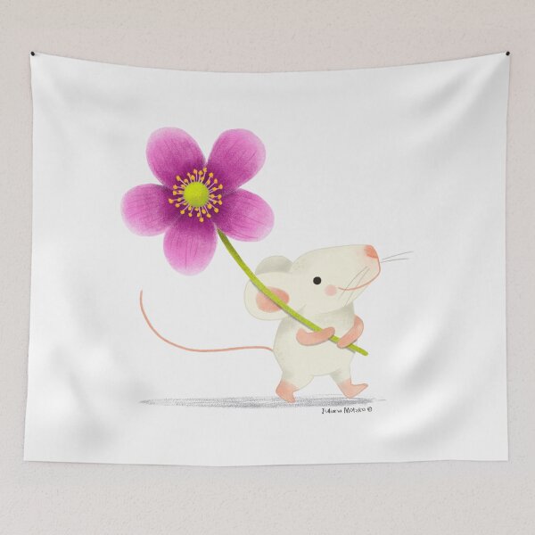 Item preview, Little mouse with an Anemone Flower designed and sold by julianamotzko.