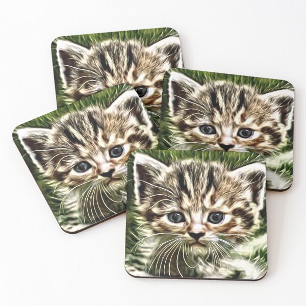 Item preview, Digital portrait of a worried kitten designed and sold by thalasson.
