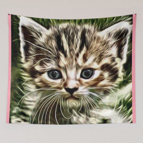 Item preview, Digital portrait of a worried kitten designed and sold by thalasson.